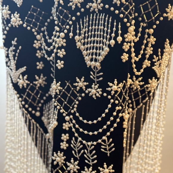 ONE of a KIND ELEGANT PARIS BLACK VELVET- PEARL BEADED GOWN - Picture 8 of 16